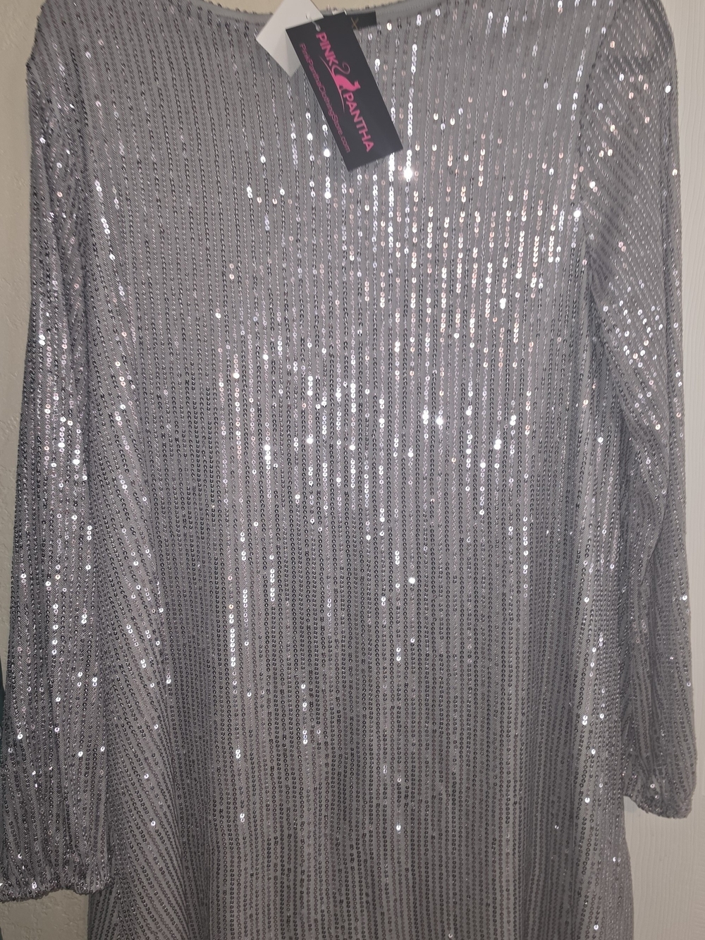 Silver Sequin Long-Sleeve Women’s Dress